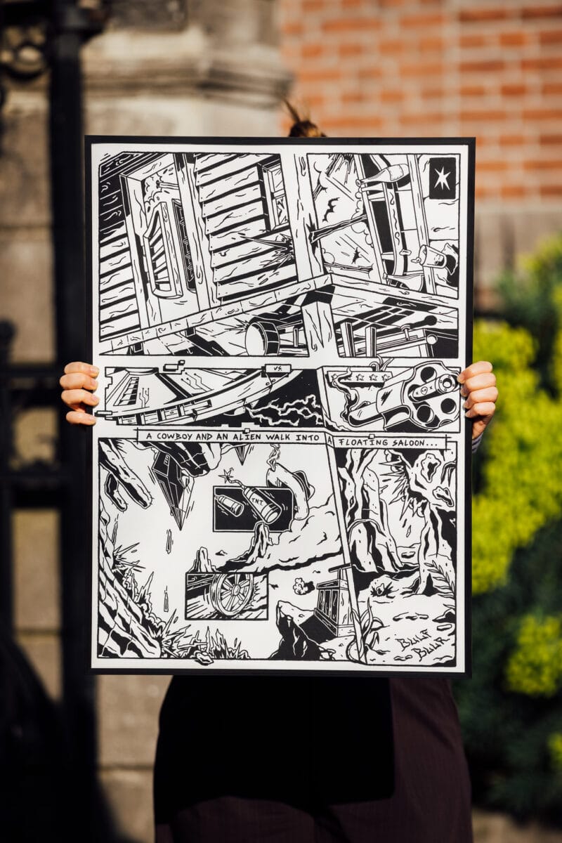 Zeefdruk: A cowboy and an alien walk into a floating saloon... | Buuf Buur